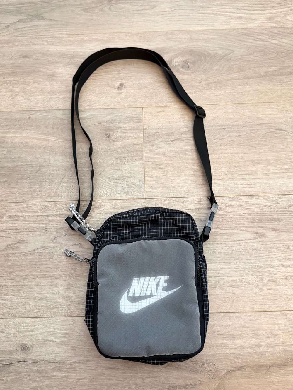 Nike Black and Grid Small Crossbody Bag